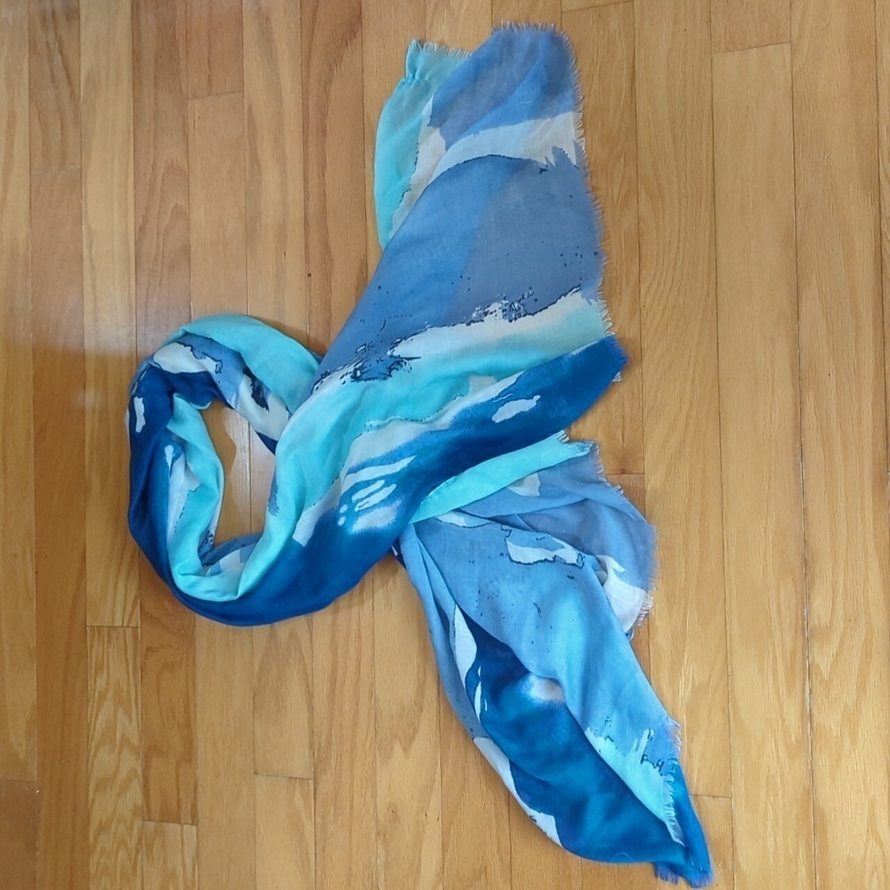 2 Chic Polyester Blue Watercolor Fashion Scarf 37"x 70"